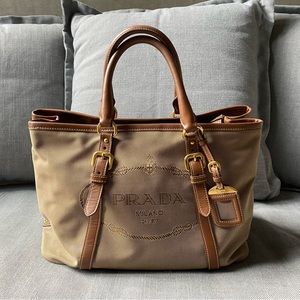 Authentic Prada Jacquard Logo tote bag